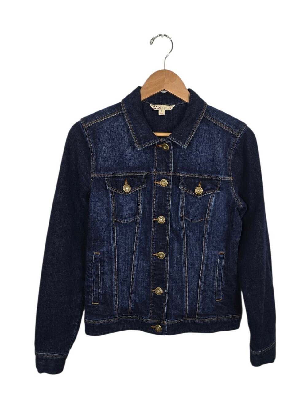 Cabi Norma Jean Stretch Denim Trucker Jacket Dark Blue Small - Picture 4 of 14